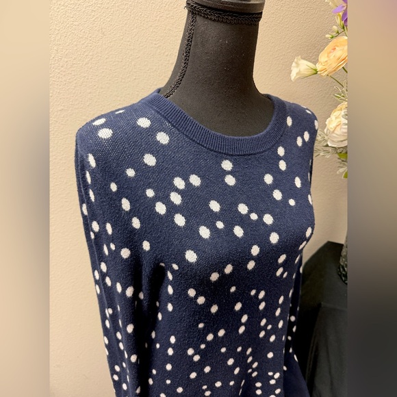 A New Day Blue and White Polka Dot Knit Sweater Size L - Picture 7 of 9